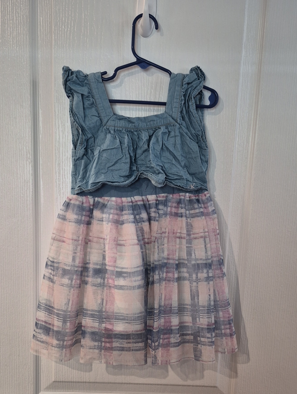 Calvin Klein Blue Bodice with Pink & Blue Plaid Skirt Girls Dress